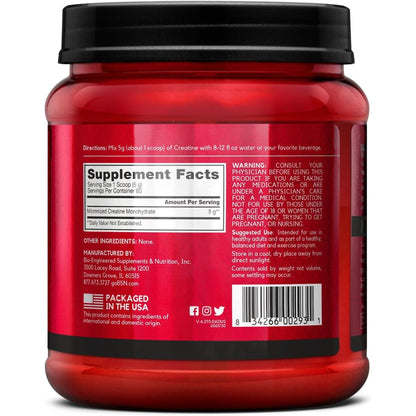 BSN Micronized Creatine Monohydrate Powder, Unflavored, 2 Months Supply-60 Servings, 10.9 Ounce