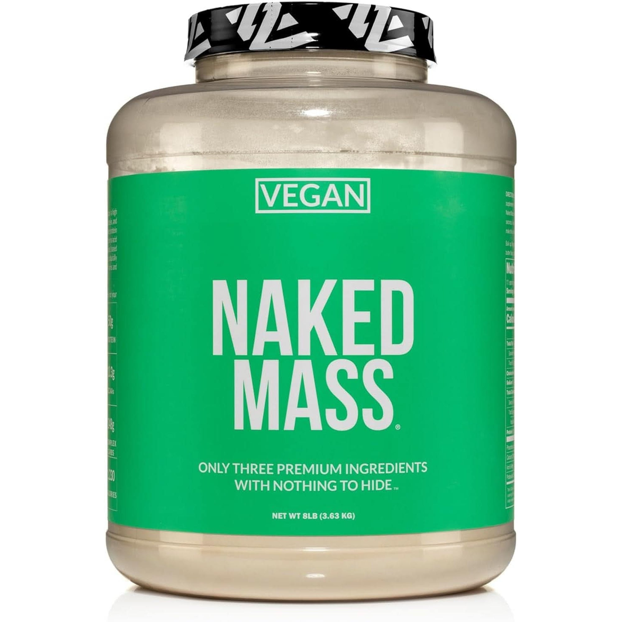 Naked Mass - Vanilla Vegan Weight Gainer - 8Lb Bulk, GMO Free, Gluten Free, Soy Free & Dairy Free. No Artificial Ingredients - 1,230 Calories - 11 Servings