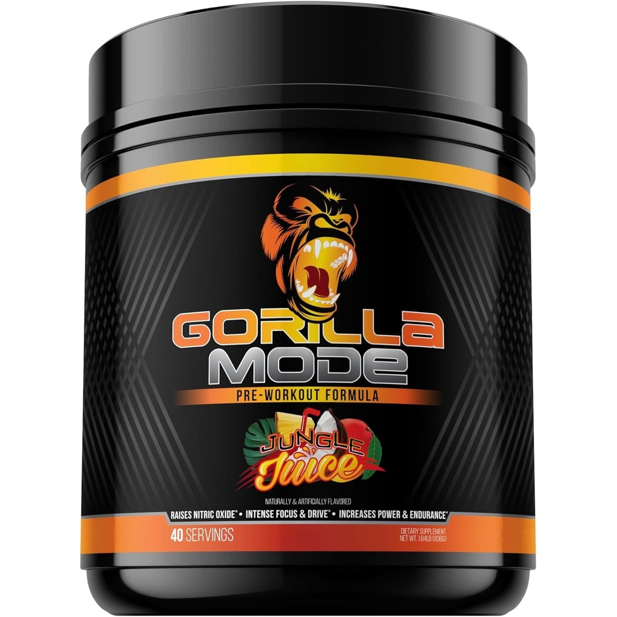 Gorilla Mode Pre Workout - Massive Pumps · Laser Focus · Energy · Power - L-Citrulline, Creatine, L-Tyrosine, Betaine, Hydroprime®, Alpha-Gpc, 400Mg Caffeine, Huperzine a - 620G (Bombsicle)