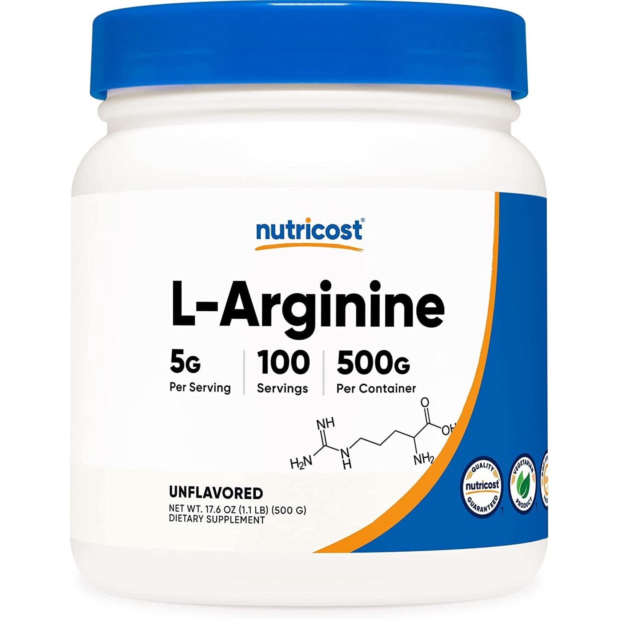 Nutricost L-Arginine (250 Grams) - Pure L-Arginine Powder - 5000Mg per Serving; 50 Servings