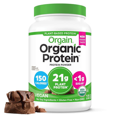 Orgain Organic Vegan Protein Powder, Cookies & Cream - 21G Plant Based Protein, 7G Prebiotic Fiber, Low Net Carb, No Lactose Ingredients, No Added Sugar, Non-Gmo, for Shakes & Smoothies, 2.03 Lb