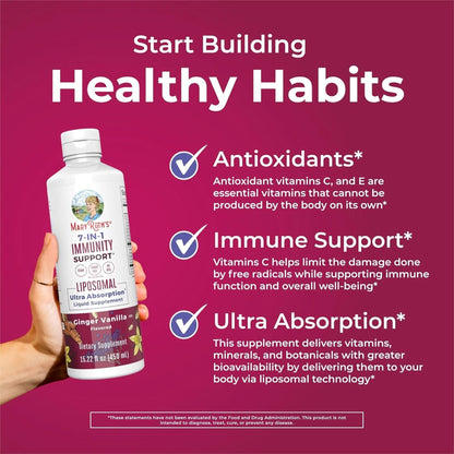 7 in 1 Immunity Liposomal by Maryruth'S | Elderberry Liquid with Vitamin C | Liquid Vitamins | Immune Support Supplement | Elderberry with Zinc and Vitamin C | Vegan| Gluten Free | 30 Servings