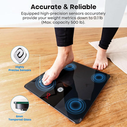 GE Bathroom Scale Body Weight: Digital BMI Weight Balance Scales FSA HSA Eligible Heavy Duty Measuring Scale for People Accurate Bluetooth Weighing Scale Electronic Weigh Scales, Black