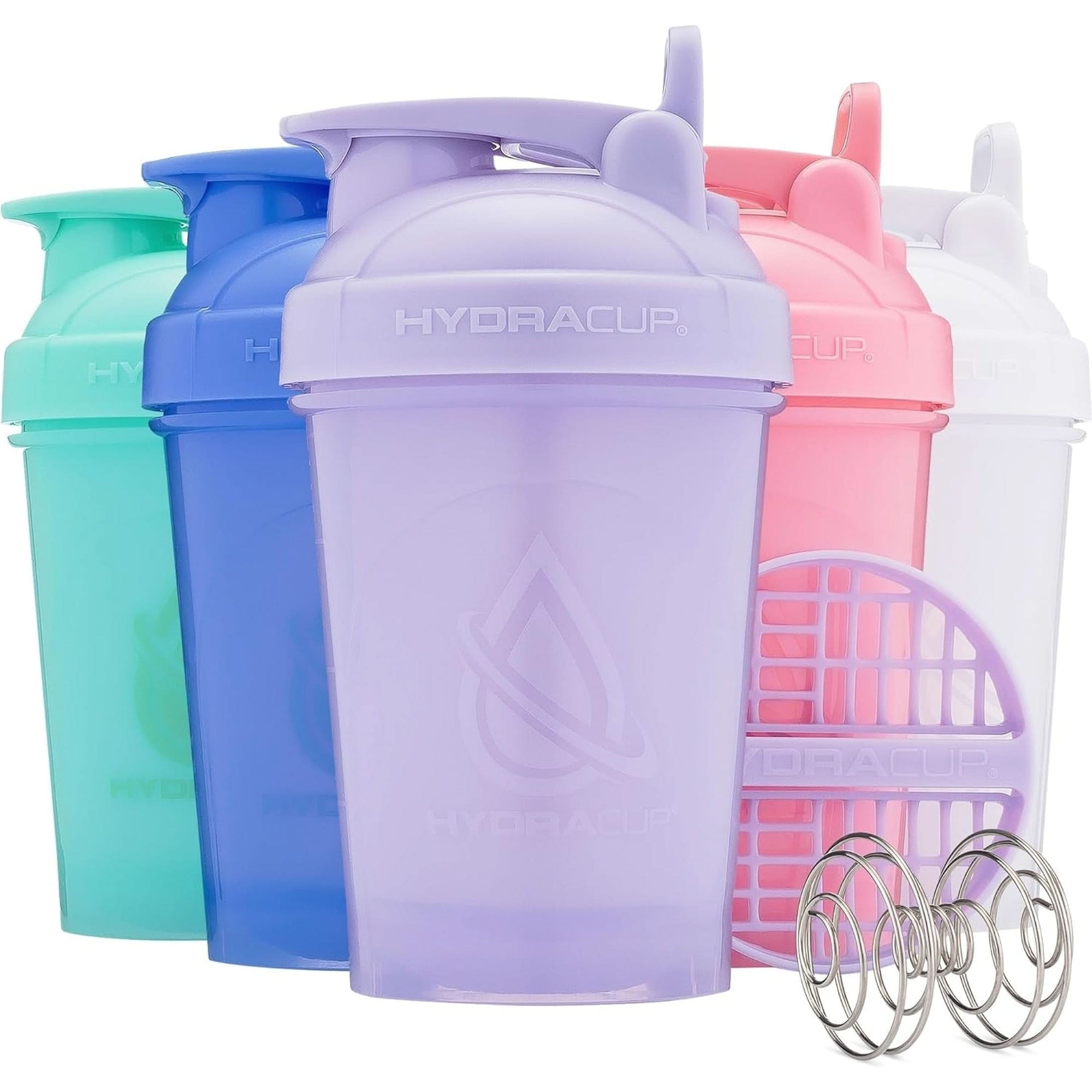 Hydra Cup Proflow 5 Pack 20 Oz Small Shaker Bottles for Protein Shakes, Shaker Cups with Ball Blender Whisk, Shaker Bottle with Handle, Travel to Go, BPA Free Bright Colors