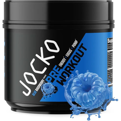 Jocko Fuel Ultimate Pre Workout Powder - Pre-Workout Energy Powder Drink for Men & Women - High Stim Sugar-Free Nootropic Blend to Support Muscle Pump, Energy, & Recovery 200Mg Caffeine Blue Raspberry