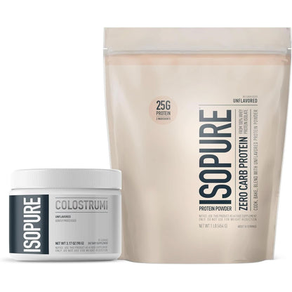 Isopure Unflavored Protein, Whey Isolate, with Vitamin C & Zinc for Immune Support, 25G Protein, Zero Carb & Keto Friendly, 1 Pound (Packaging May Vary)