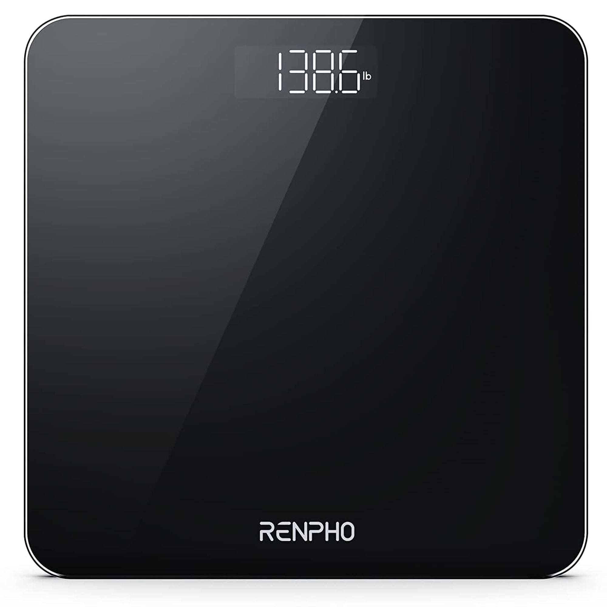 RENPHO Scale for Body Weight, Digital Bathroom Scale with Backlit LED Display, Highly Accurate & Measures Weight up to 400 Lb/180Kg, Batteries Included, Black-Core 1S