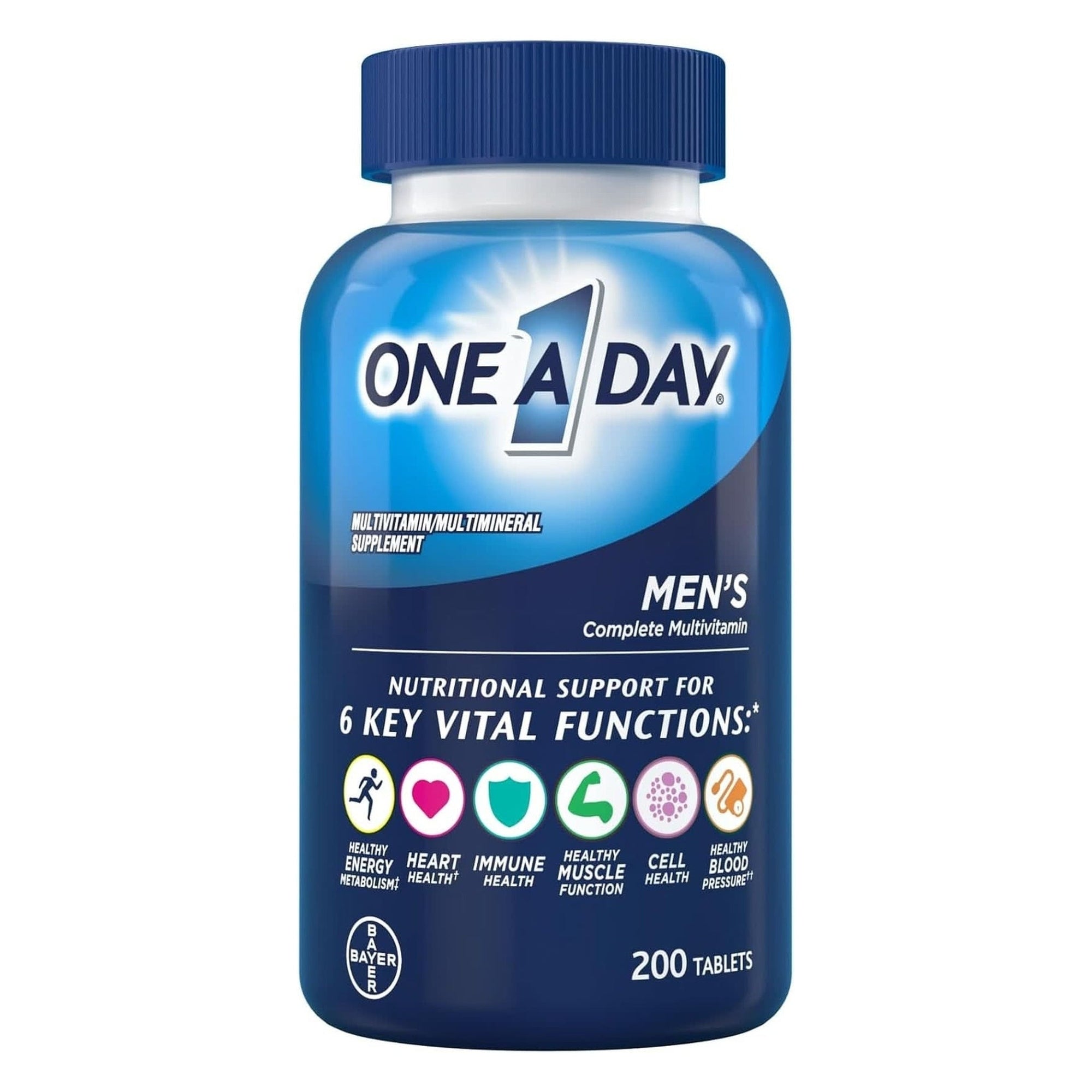 One a Day Men’S Multivitamin, Supplement Tablet with Vitamin A, Vitamin C, Vitamin D, Vitamin E and Zinc for Immune Health Support, B12, Calcium & More, 200 Count (Packaging May Vary)