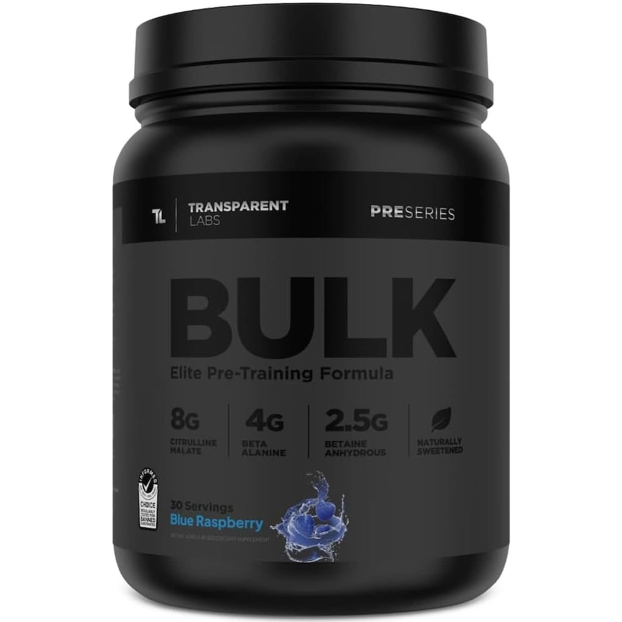 Transparent Labs Bulk Black Pre Workout - Clinically Dosed, Sugar Free Preworkout for Men and Women with Beta Alanine Powder, Citrulline Malate, & Caffeine Powder- 30 Servings, Black Cherry