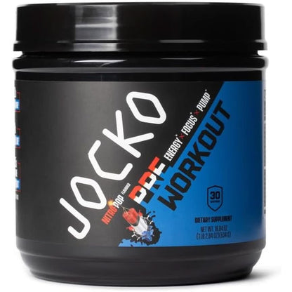 Jocko Fuel Ultimate Pre Workout Powder - Pre-Workout Energy Powder Drink for Men & Women - High Stim Sugar-Free Nootropic Blend to Support Muscle Pump, Energy, & Recovery 200Mg Caffeine Blue Raspberry