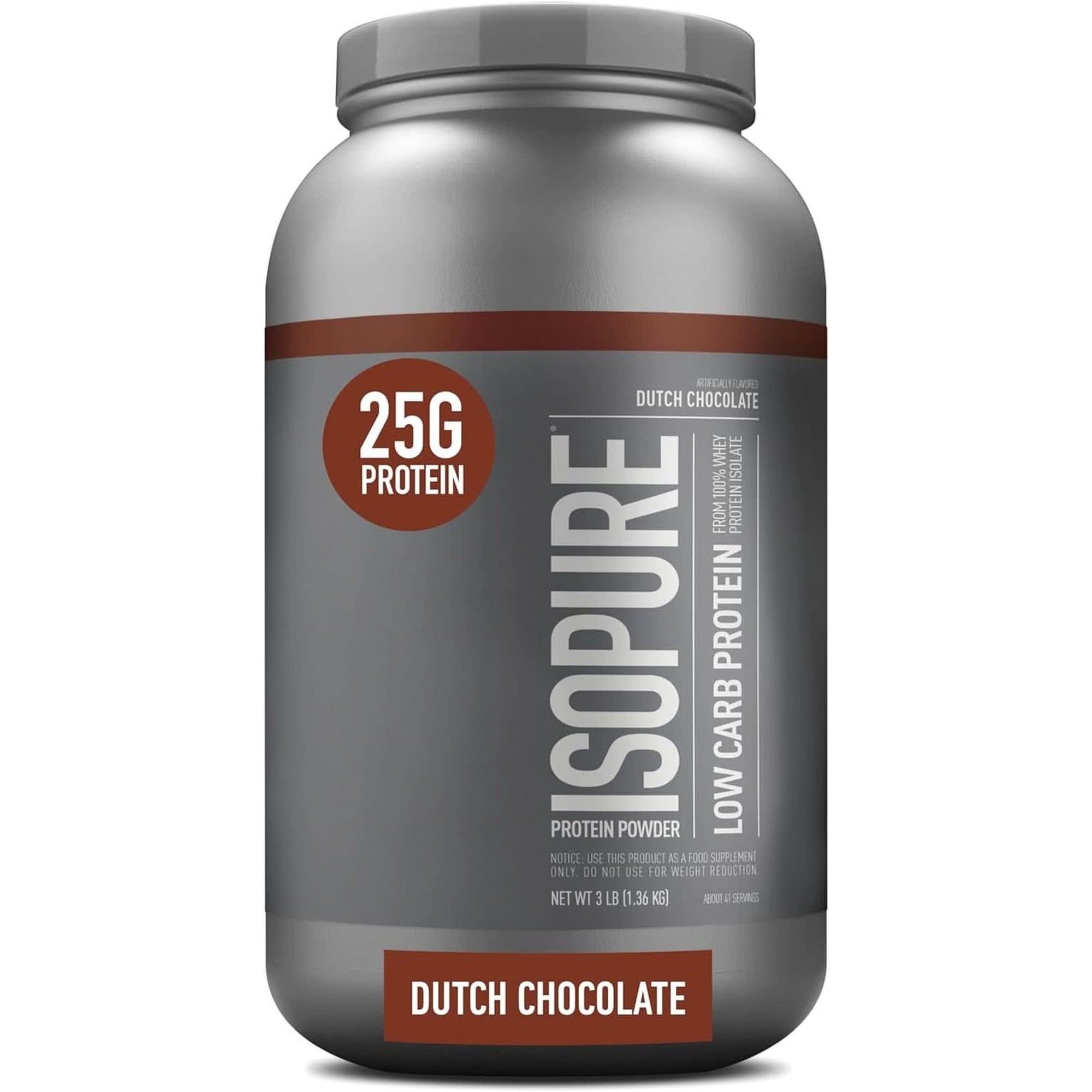 Isopure Protein Powder, Whey Isolate with Vitamin C & Zinc for Immune Support, 25G Protein, Low Carb & Keto Friendly, Flavor: Dutch Chocolate, 62 Servings, 4.5 Pounds (Packaging May Vary)