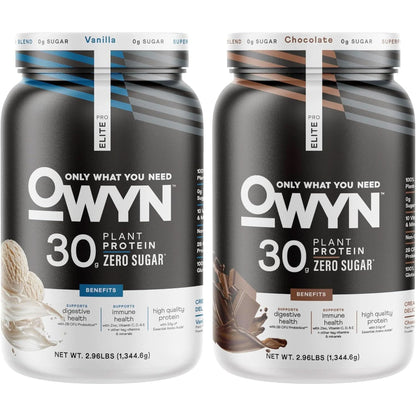 OWYN Only What You Need Pro Elite Vegan 30G Plant-Based High Protein Powder, Zero Sugar (Dark Chocolate, 2.9 Lbs)