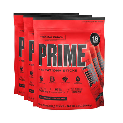 PRIME HYDRATION+ Sticks VARIETY PACK | Hydration Powder Single Serve Sticks | Electrolyte Powder on the Go | Low Sugar | Caffeine-Free | Vegan | 30 Sticks