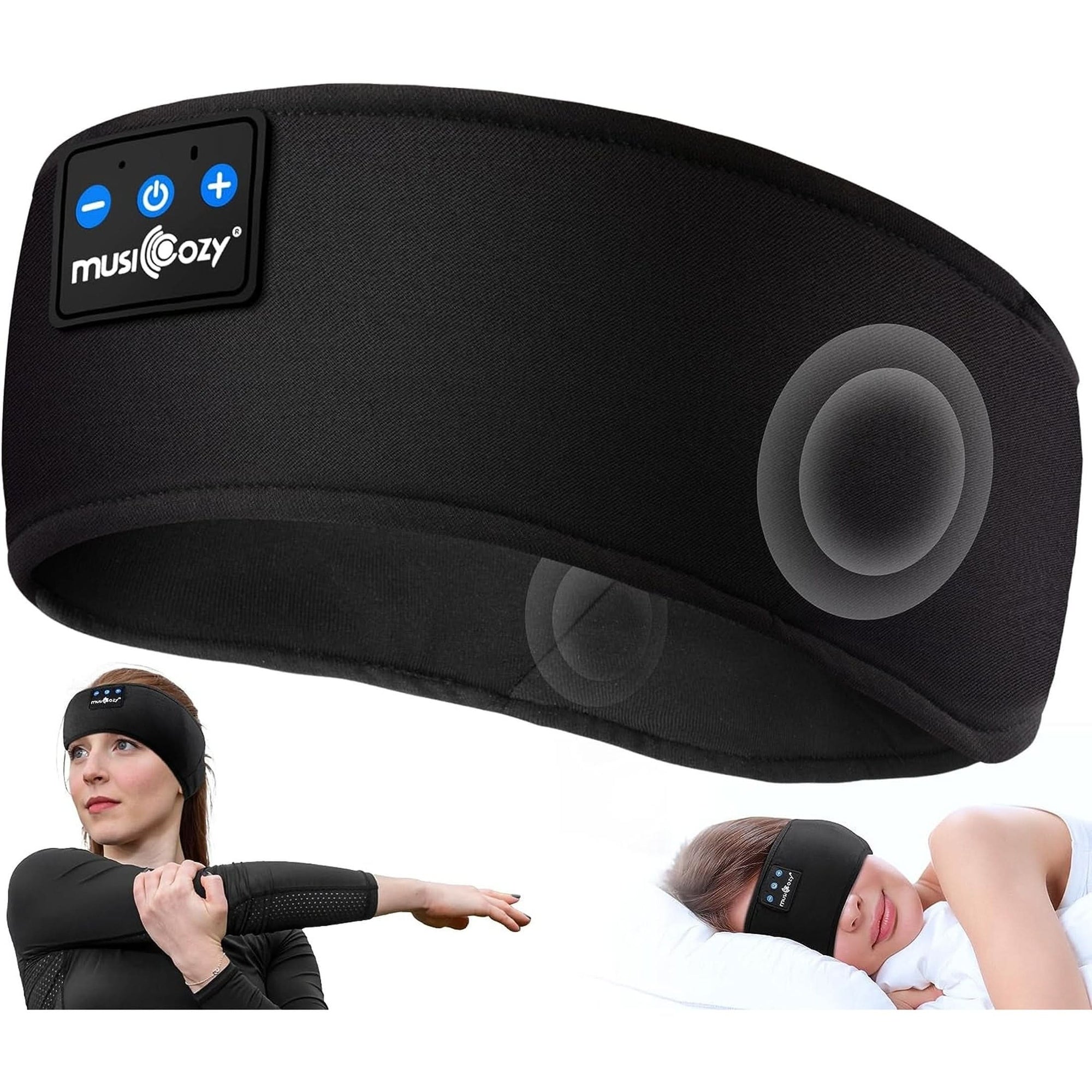 MUSICOZY Sleep Headphones Bluetooth 5.2 Headband, Sports Wireless Earphones Sweat Resistant Earbuds with Ultra-Thin HD Stereo Speaker for Workout Running Cool Gadgets Unique Gifts