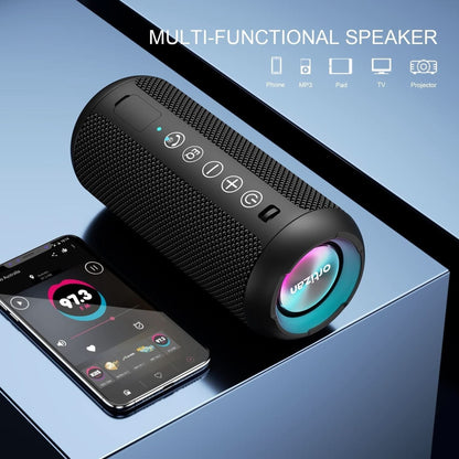 Ortizan Portable Bluetooth Speaker: IPX7 Waterproof, 24W Loud Sound, Deep Bass, Bluetooth 5.3, LED Lights, Wireless Stereo Pairing, 30H Playtime, for Home/Outdoor/Party/Beach, Birthday Gift Black