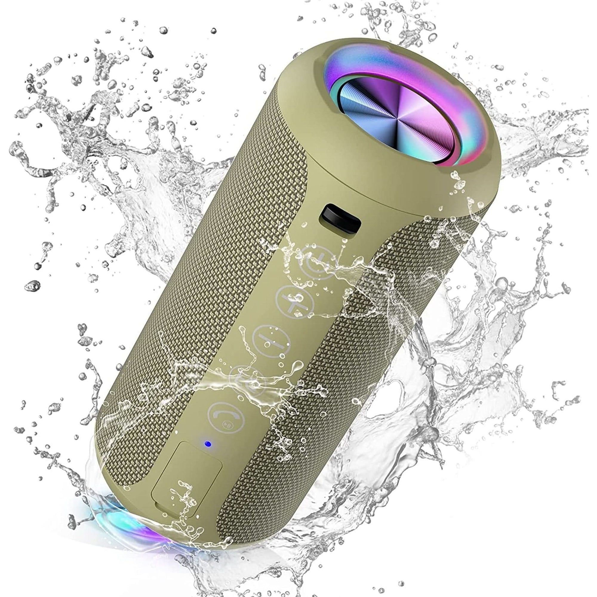 Ortizan Portable Bluetooth Speaker: IPX7 Waterproof, 24W Loud Sound, Deep Bass, Bluetooth 5.3, LED Lights, Wireless Stereo Pairing, 30H Playtime, for Home/Outdoor/Party/Beach, Birthday Gift Black