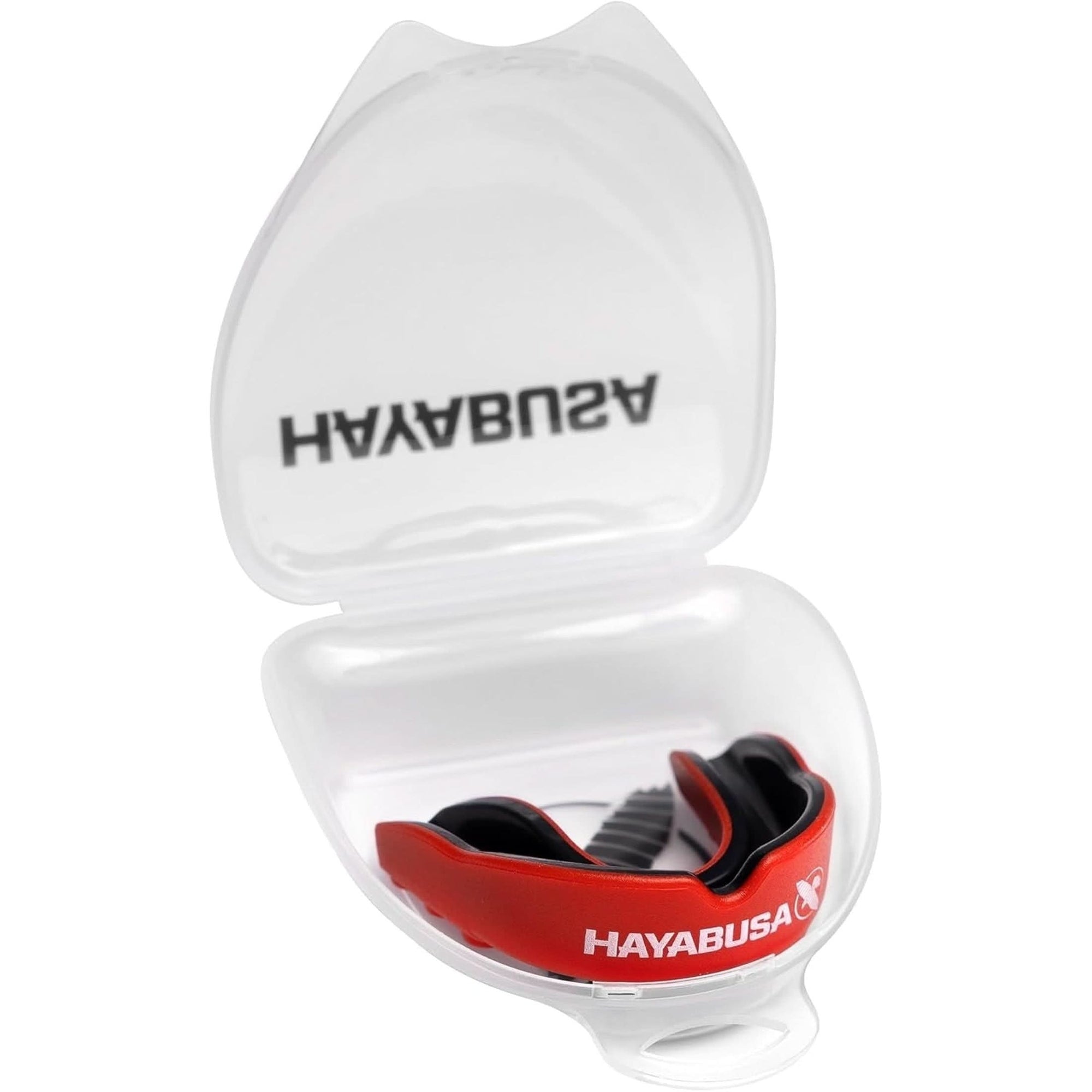 Hayabusa Combat Sports Mouth Guard Youth, Kids and Adult Sizes Comes with Case - White/Red, Adult