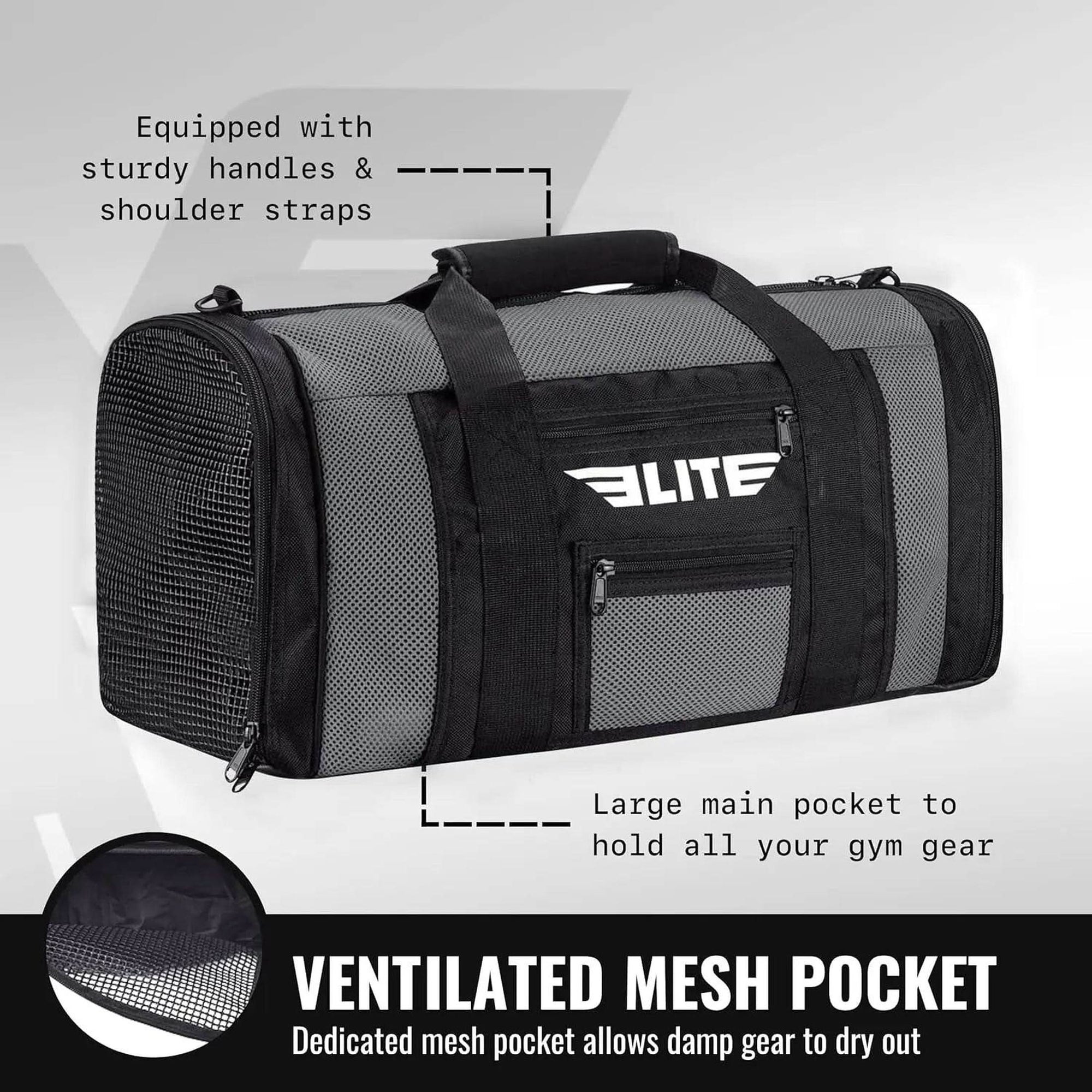 Elite Sports Boxing Gym Duffle Bag for MMA, BJJ, Jiu Jitsu Gear