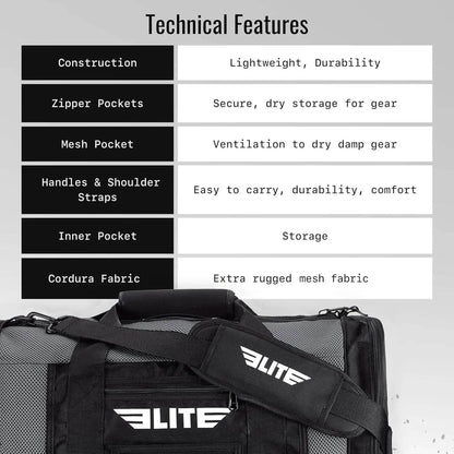 Elite Sports Boxing Gym Duffle Bag for MMA, BJJ, Jiu Jitsu Gear