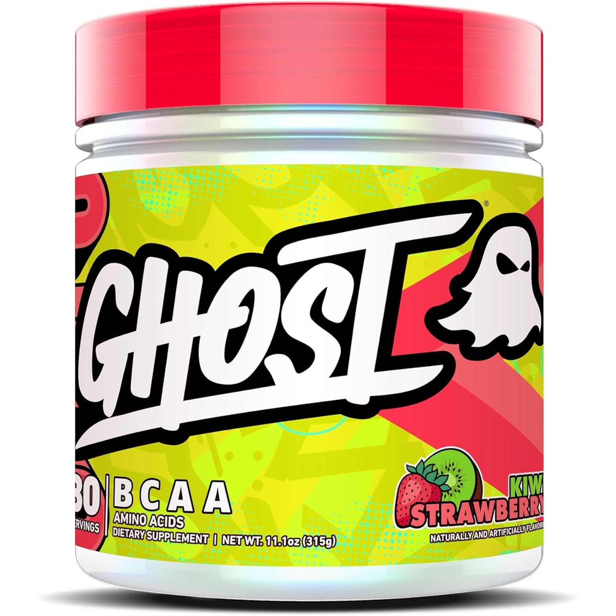 GHOST BCAA Powder Amino Acids Supplement, Sour Patch Kids Blue Raspberry - 30 Servings - Sugar-Free Intra, Post & Pre Workout Amino Powder & Recovery Drink, 7G BCAA