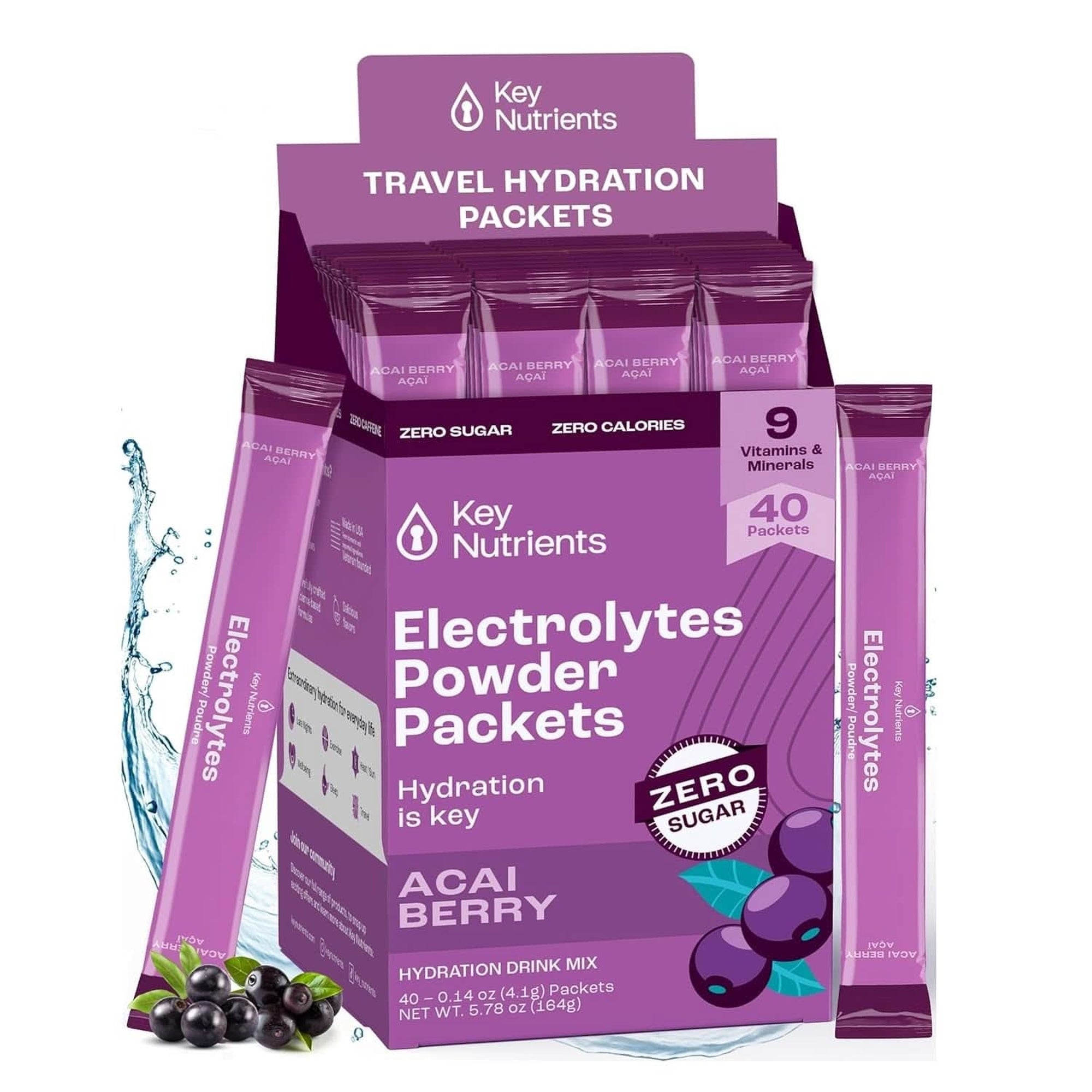 KEY NUTRIENTS Multivitamin Electrolytes Powder No Sugar - Sweet Blue Raspberry Electrolyte Powder - Endurance & Energy Supplement - Hydration Powder - No Calories - 90 Servings - Made in USA