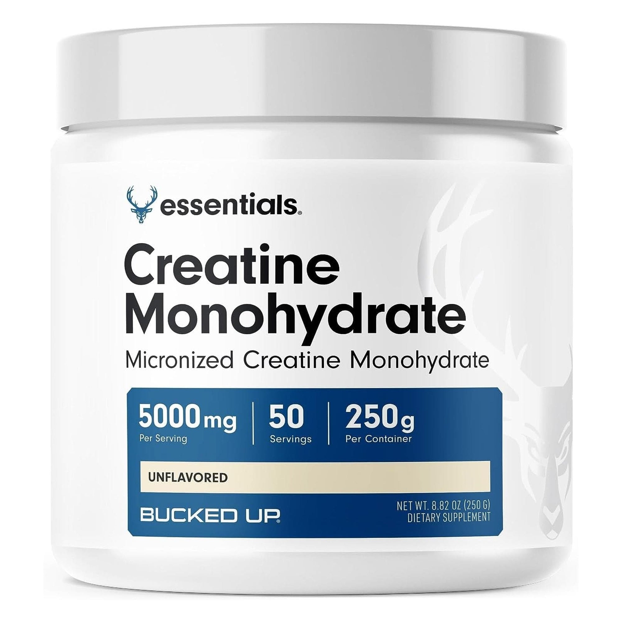 Bucked up Creatine Monohydrate Micronized Powder 250 G, Unflavored (50 Serv.) 5000Mg per Serv. Creatina Monohidrata