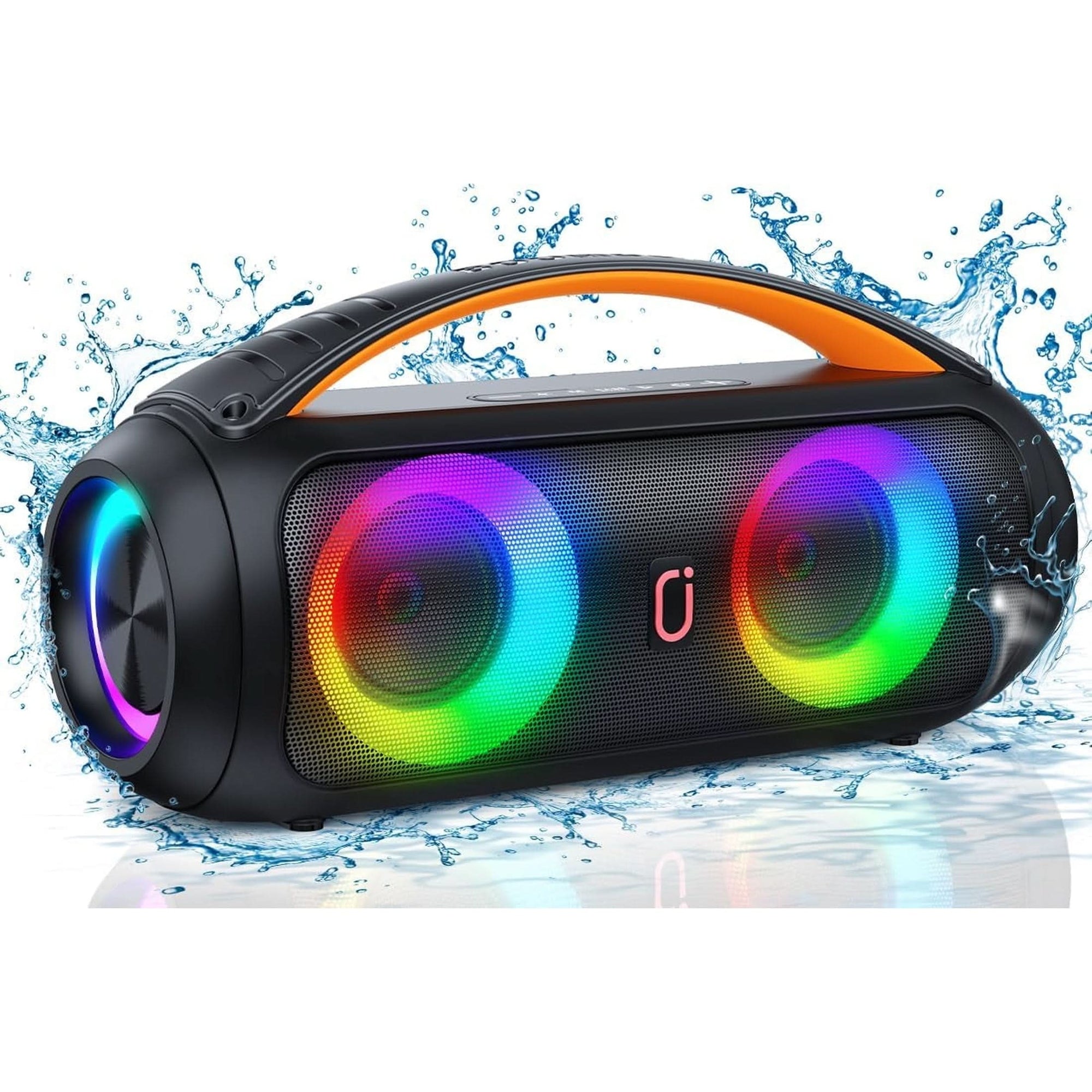 Portable Bluetooth Speaker, Loud Boombox Speaker with Subwoofer, Powerful Deep Bass Stereo Sound, IP65 Waterproof, Wireless Outdoor Speaker for Camping, Beach, Party, Support TWS/USB/TF Card/Aux