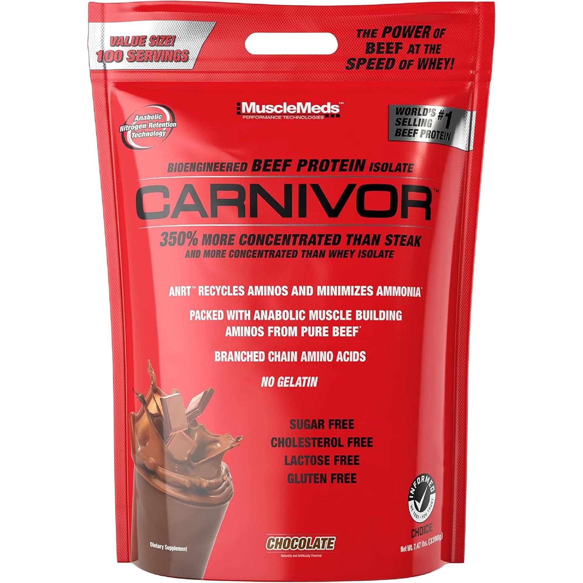 Musclemeds Carnivor Beef Protein Isolate Powder, Chocolate Peanut Butter, 4.14 Pound