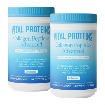 Vital Proteins Collagen Peptides Powder with Hyaluronic Acid and Vitamin C, Unflavored, 20 Oz