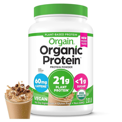 Orgain Organic Vegan Protein Powder, Cookies & Cream - 21G Plant Based Protein, 7G Prebiotic Fiber, Low Net Carb, No Lactose Ingredients, No Added Sugar, Non-Gmo, for Shakes & Smoothies, 2.03 Lb