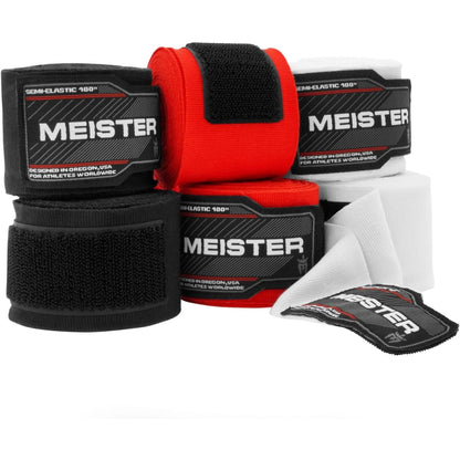 Meister Adult 180" Hand Wraps for MMA & Boxing - 3 Pairs Pack