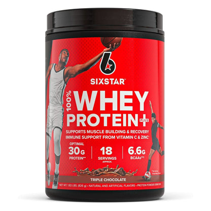 Whey Protein Powder | Six Star Whey Protein plus | Whey Protein Isolate & Peptides | Lean Protein Powder for Muscle Gain | Muscle Builder for Men & Women | Triple Chocolate, 1.82 Lbs (826 G)