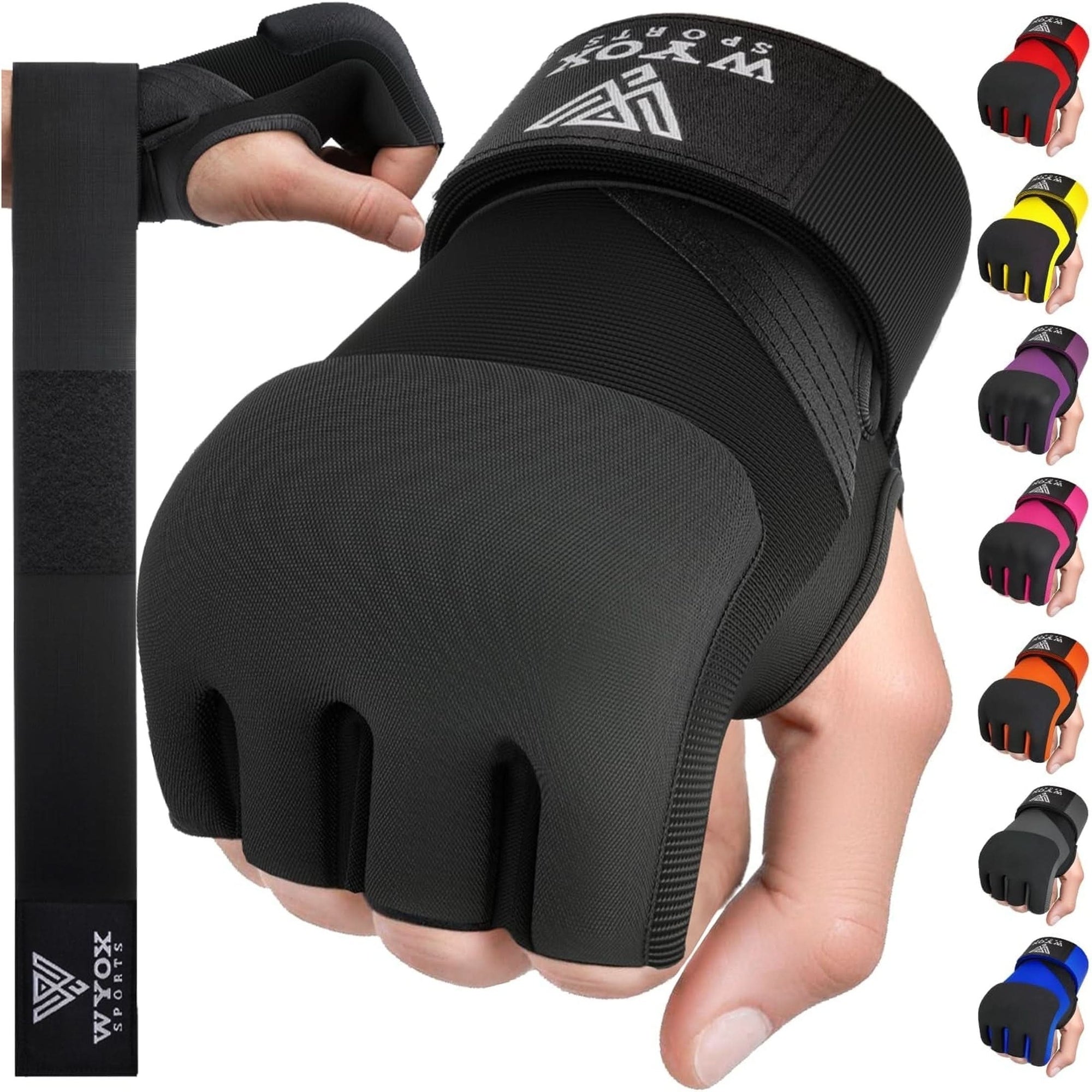 WYOX Gel Boxing Hand Wraps Inner Gloves for Men & Women, 80Cm Quick Wrist Wraps Guard, Padded Knuckle Protection for Muay Thai MMA Kickboxing Punching Bag Gloves, Hand Wraps for Boxing & Martial Arts