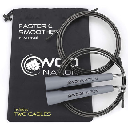 WOD Nation Adjustable Speed Jump Rope for Men, Women & Children - Blazing Fast Fitness Skipping Rope Perfect for Boxing, MMA, Endurance