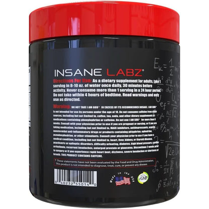 Insane Labz I Am God Pre Workout, High Stim Pre Workout Powder Loaded with Creatine and DMAE Bitartrate Fueled by Ampiberry, Energy Focus Endurance Muscle Growth,25 Srvgs,Drink Ye All of It