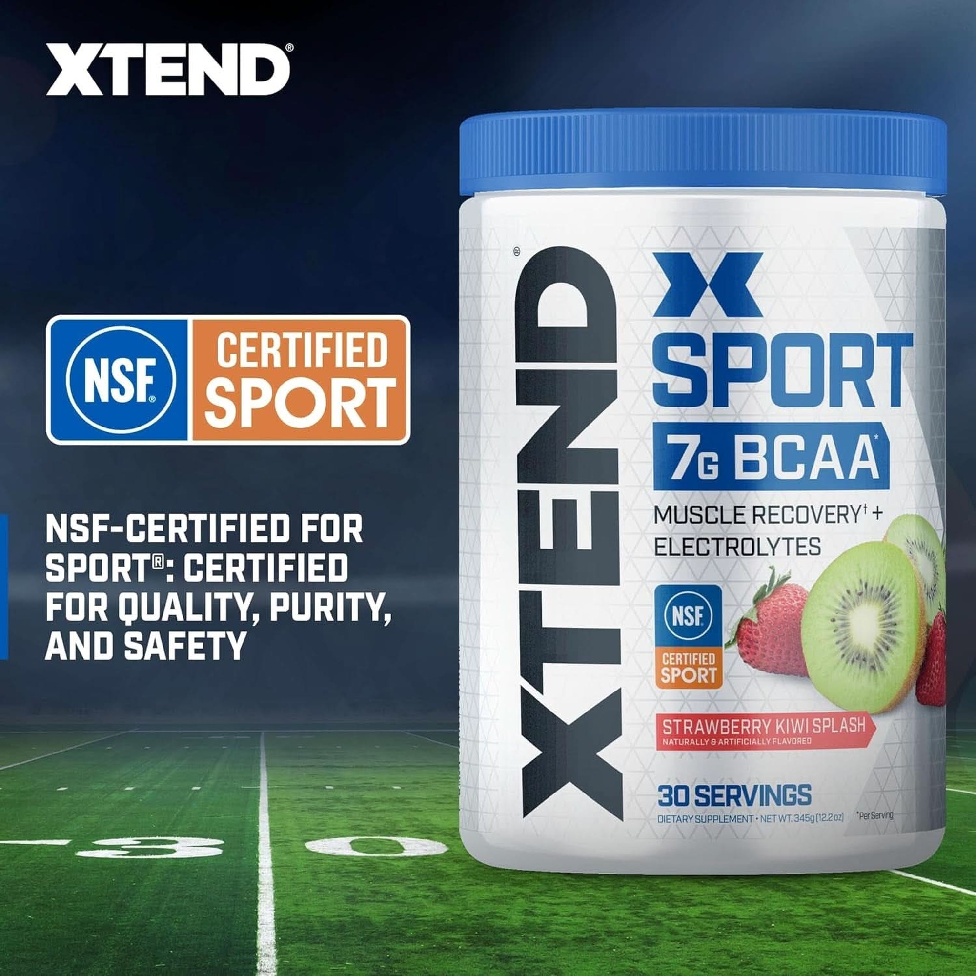 XTEND Sport BCAA Powder Strawberry Kiwi Splash - Electrolyte Powder for Recovery & Hydration with Amino Acids - 30 Servings