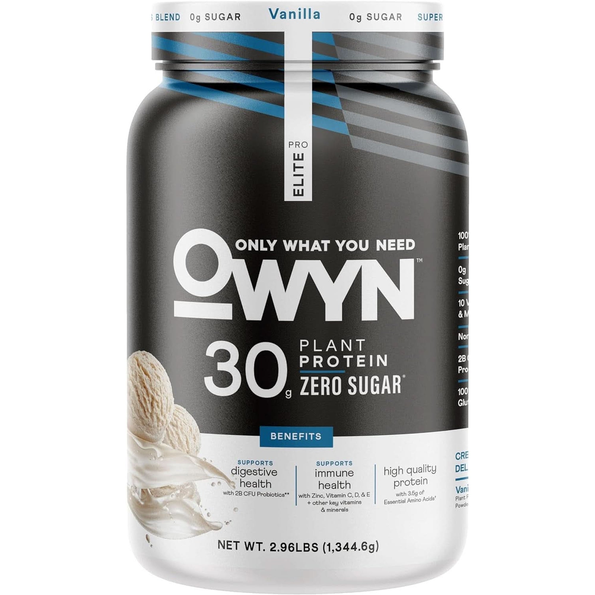 OWYN Only What You Need Pro Elite Vegan 30G Plant-Based High Protein Powder, Zero Sugar (Dark Chocolate, 2.9 Lbs)