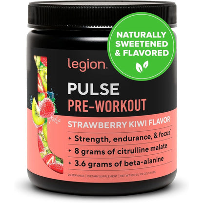 LEGION Pulse Pre Workout Supplement - All Natural Nitric Oxide Preworkout Drink to Boost Energy, Creatine Free, Naturally Sweetened, Beta Alanine, Citrulline, Alpha GPC (Fruit Punch)