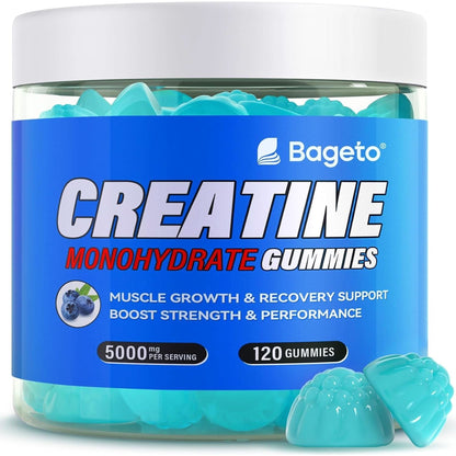 Creatine Monohydrate Gummies 5000Mg for Men & Women, Gomitas De Creatina 5G Creatine Monohydrate, 0G Sugar Chewables Creatine Pre-Work Out for Muscle Strength, Vegan,120 Count (120 Count, Strawberry)