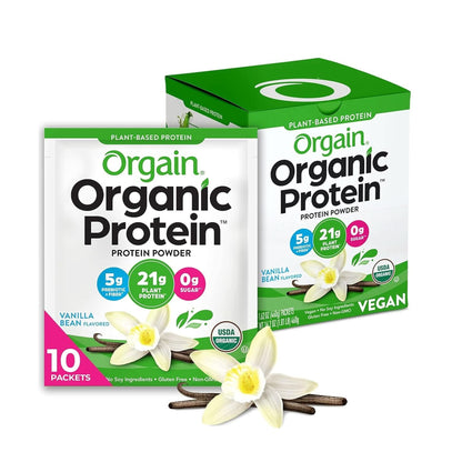 Orgain Organic Vegan Protein Powder, Strawberries & Cream - 21G Plant Based Protein, 4G Prebiotic Fiber, Low Net Carb, No Lactose Ingredients, No Added Sugar, Non-Gmo, for Shakes & Smoothies, 2.03 Lb