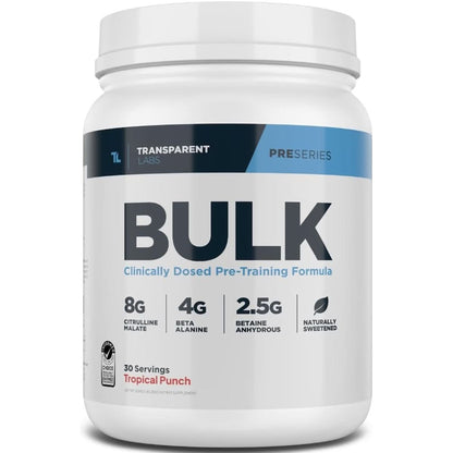 Transparent Labs Bulk Pre Workout Powder - Naturally Sweetened Advanced Pre-Workout Formula for Muscle Building and Strength - 30 Servings, Blue Raspberry