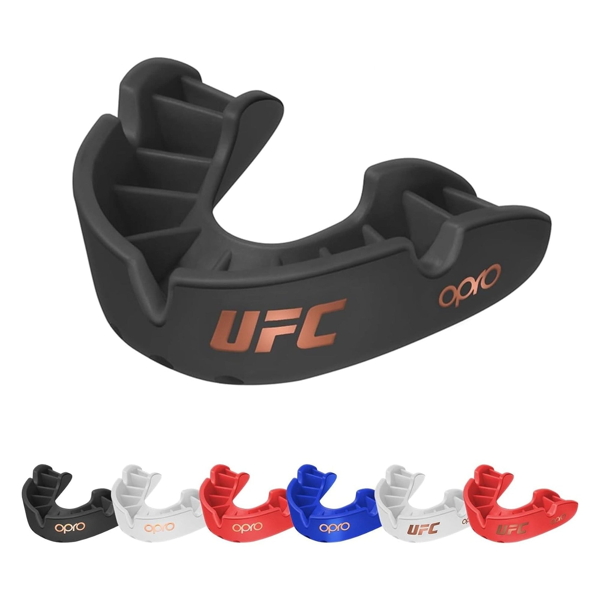 OPRO Bronze Level UFC Adult and Youth Sports Mouthguard with Case and Fitting Device, Gum Shield for UFC, MMA, Boxing, BJJ and Other Combat Sports Black, Adult