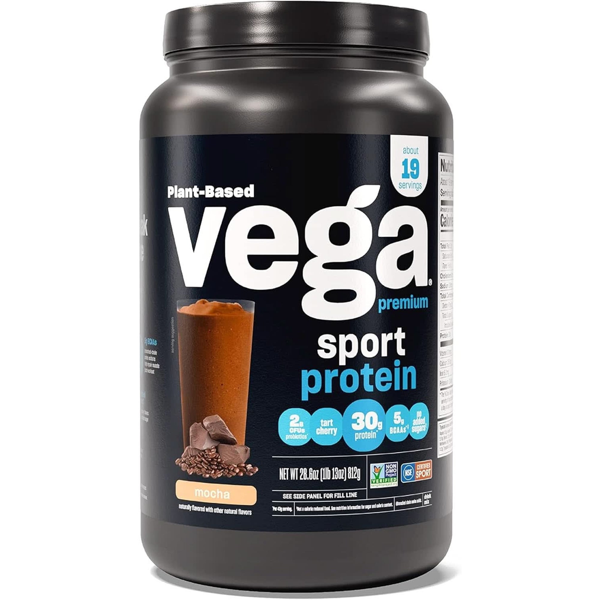 Vega Premium Sport Protein Chocolate Protein Powder, Vegan, Non GMO, Gluten Free Plant Based Protein Powder Drink Mix, NSF Certified for Sport, 29.5 Oz