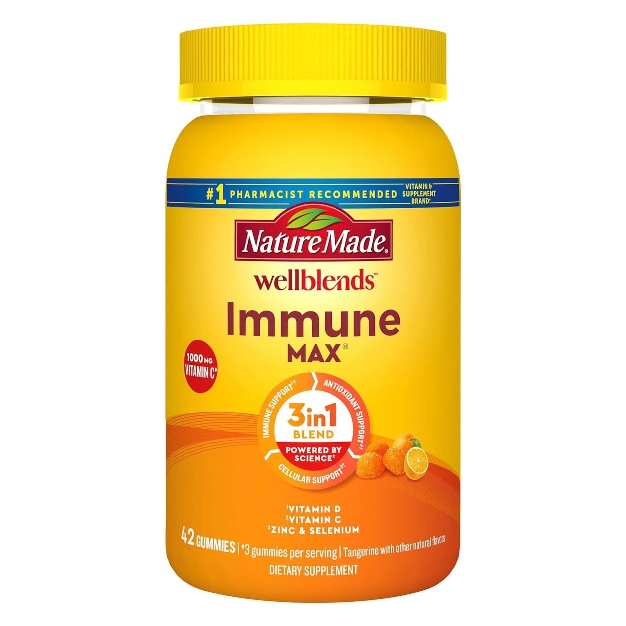 Nature Made Wellblends Immunemax Gummies, Vitamin C 1000Mg + Zinc, Selenium, & Vitamin D3 5000 IU, Immune Support Supplement, 42 Gummies