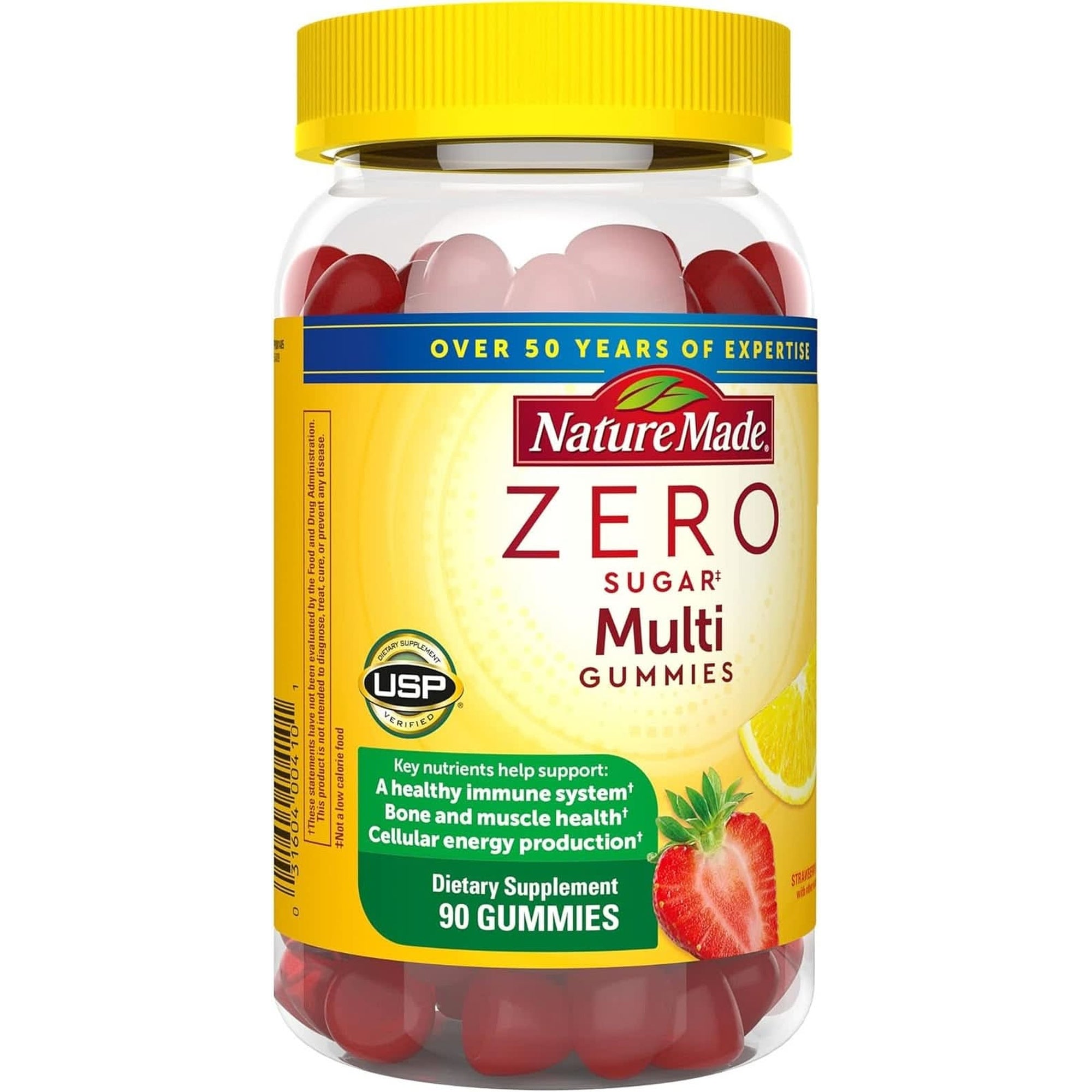 Nature Made Zero Sugar Multivitamin Gummies, Daily Nutritional Support Vitamin Supplements, 90 Sugar Free Gummies, 45 Day Supply