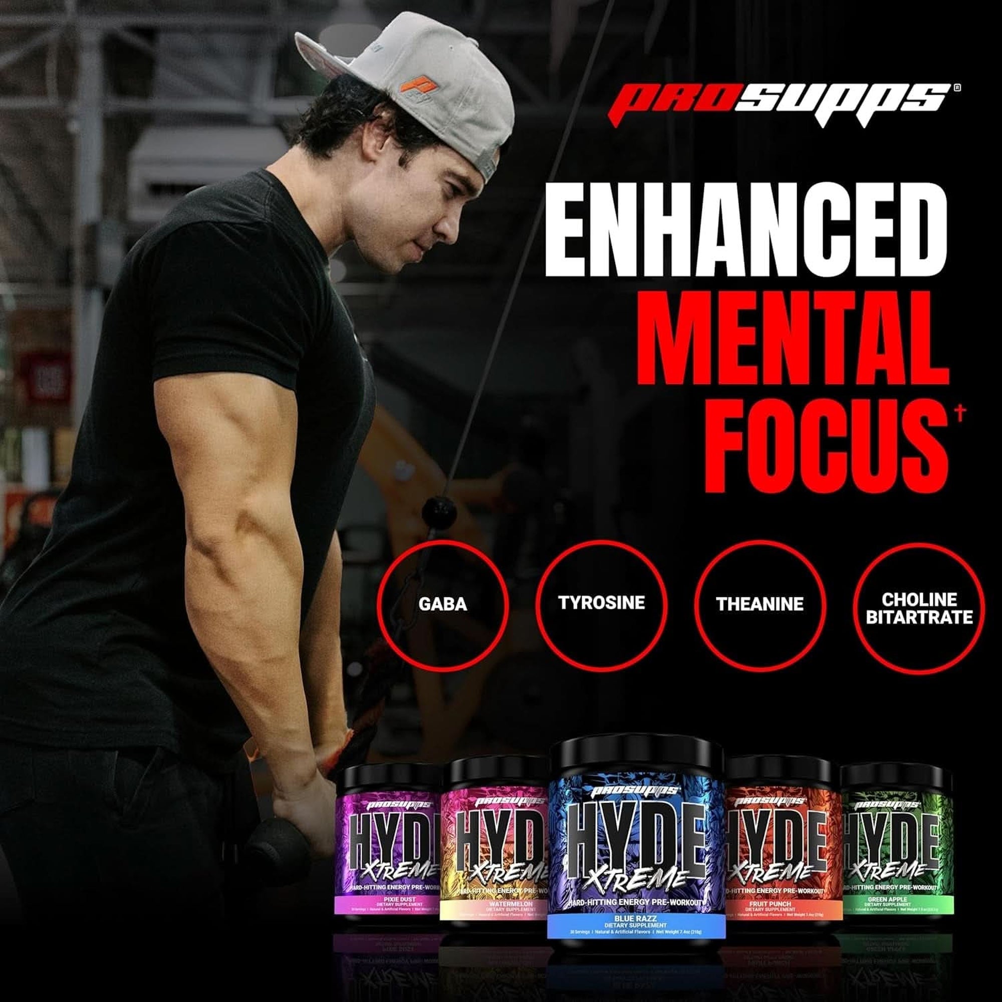 PROSUPPS® Mr. Hyde® Xtreme Pre-Workout Powder Energy Drink - Intense Sustained Energy, Pumps & Focus with Beta Alanine, Creatine & Nitrosigine, (30 Servings, Watermelon Rush)