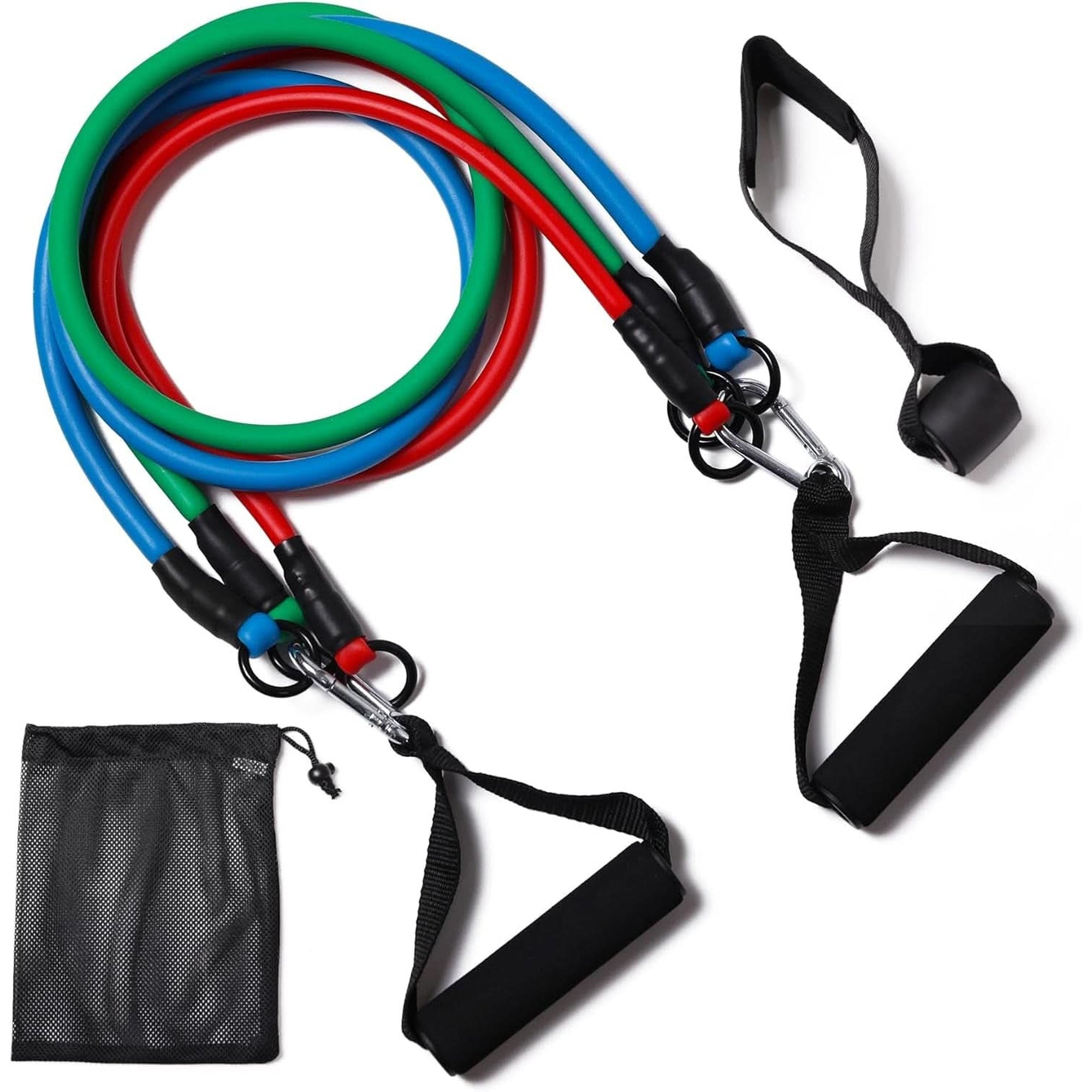 Resistance Bands with Handles, Single Resistance Bands, Exercise Bands with Handles, for Resistance Training, Physical Therapy, Home Workouts, Fitness, Pilates