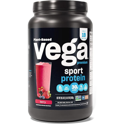 Vega Premium Sport Protein Chocolate Protein Powder, Vegan, Non GMO, Gluten Free Plant Based Protein Powder Drink Mix, NSF Certified for Sport, 29.5 Oz