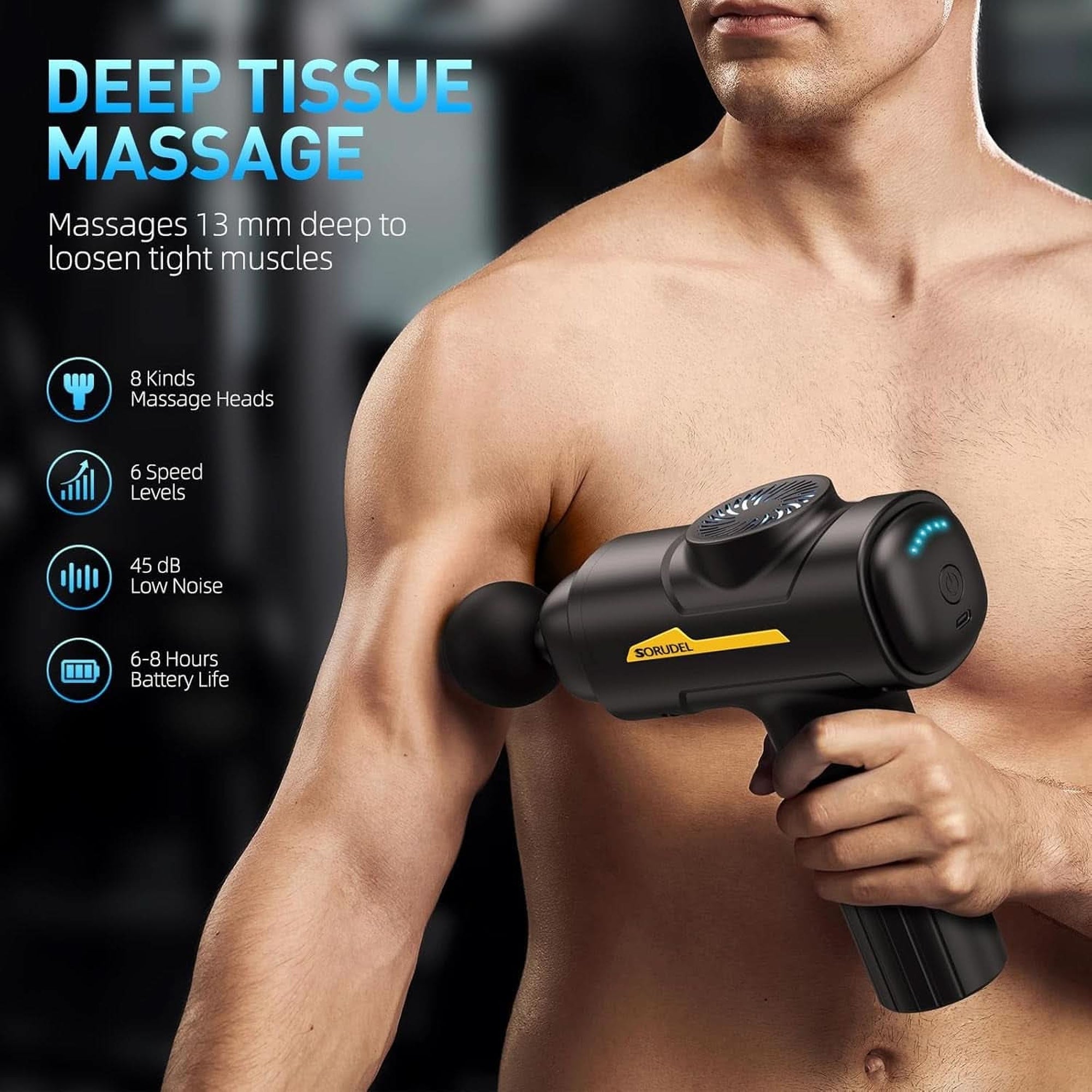 Massage Gun,Massage Gun Deep Tissue for Pain Relief with 7 Massage Heads & 6 Speeds and Carrying Case (Black)