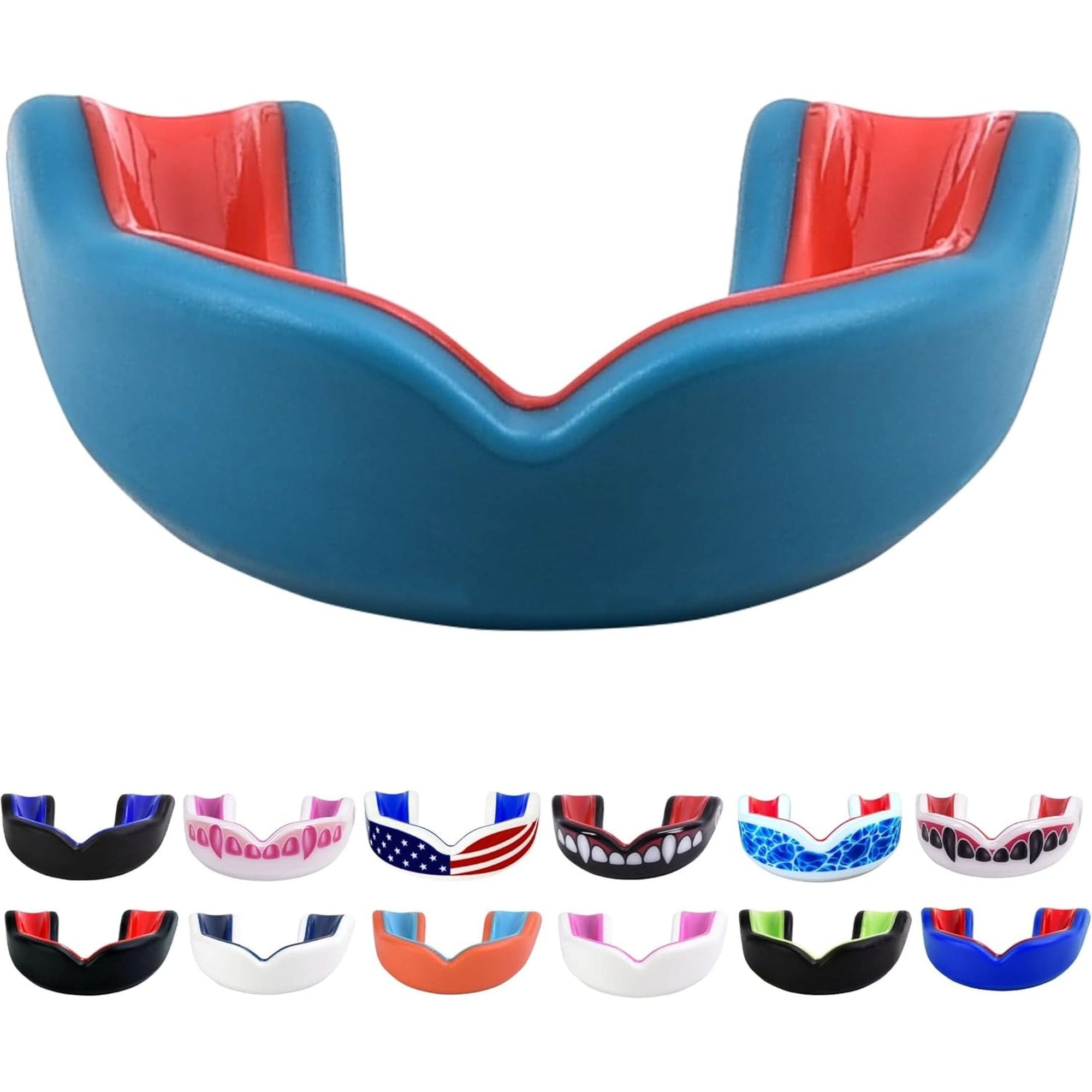 Sports Youth Mouth Guard for Kids USA Flag & Fangs & 20 Best Colors to Choose From - Youth Mouthguard Football, MMA, Karate, Flag Football, Rugby, Boxing, BJJ /W Case Youth, Strapless